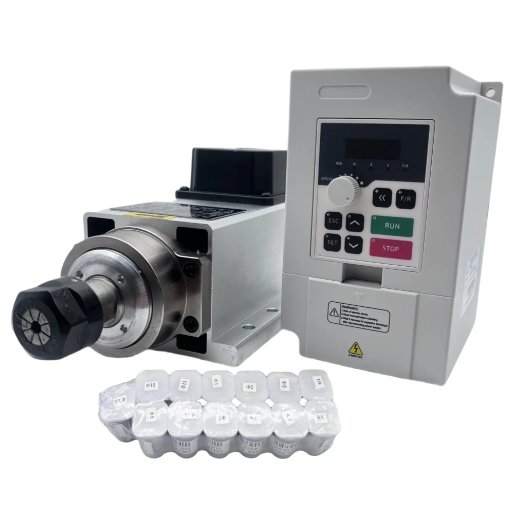 Air Cooled 1.5Kw Spindle Motor Inverter 110V - 1.5KW ER11/ER20 110V/220V Kit Motor Spindle