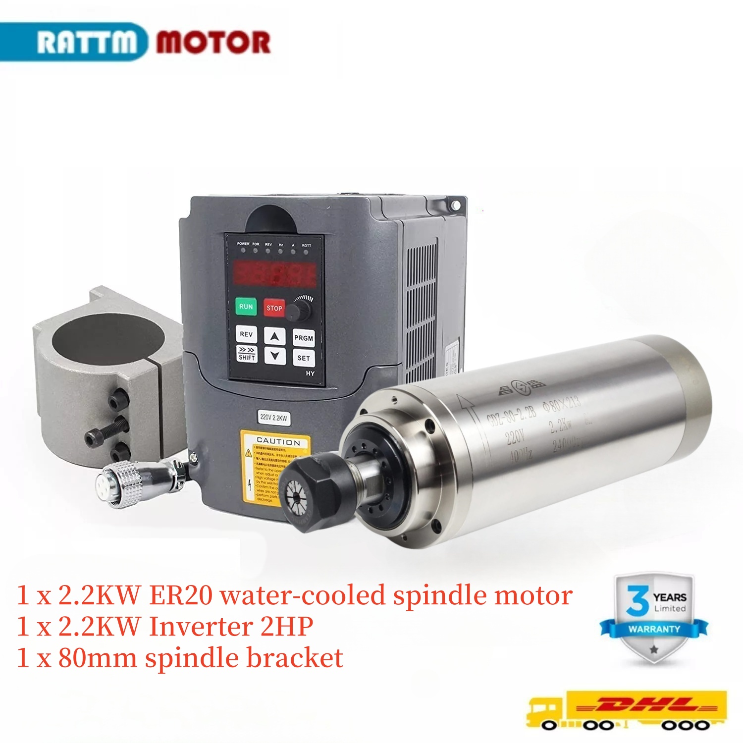 2.2Kw Water Cooled Spindle Kit Vfd - 2.2KW 110V atau 220V 8A GDZ-80-2.2