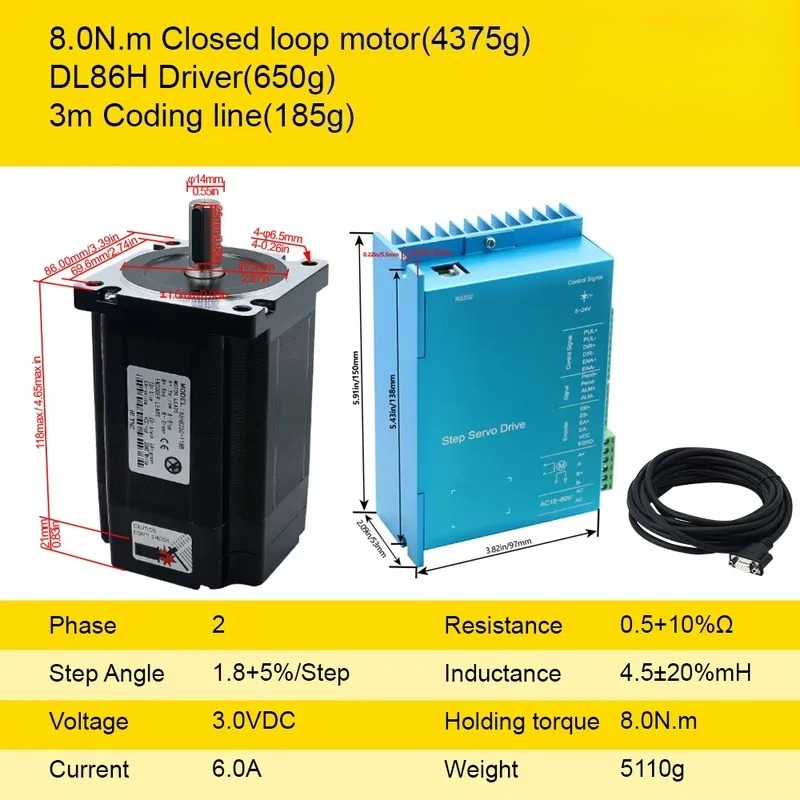 Set Motor Stepper Loop Tertutu - Hybrid Servo Driver Nema 34 8.5Nm ulasan dan harga