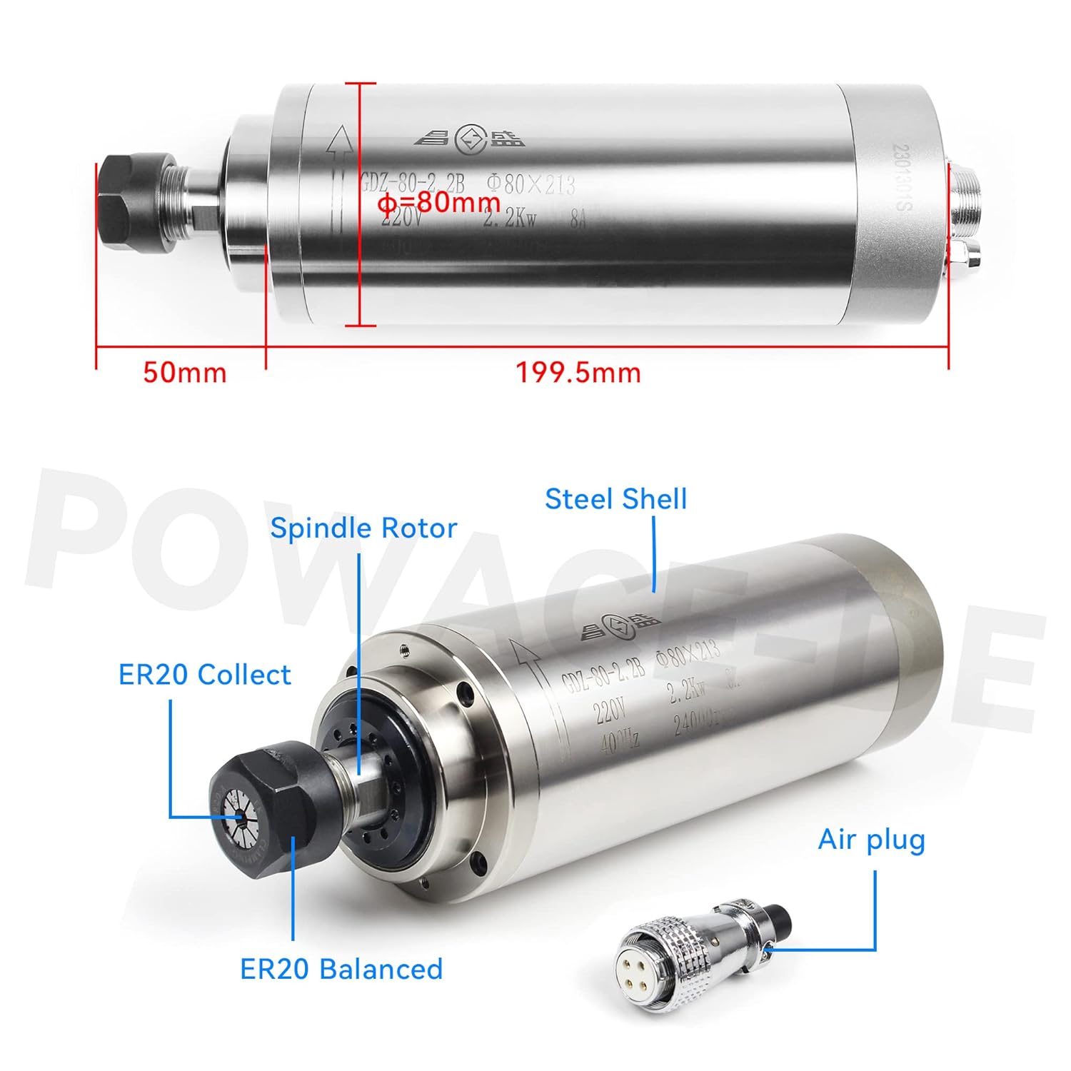 2.2KW 110V atau 220V 8A GDZ-80 - 2.2Kw Water Cooled Spindle Kit Vfd ulasan dan harga